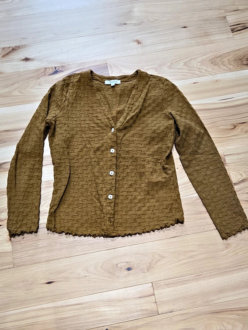 Madewell Textured Geometric Cardigan Brown XS
